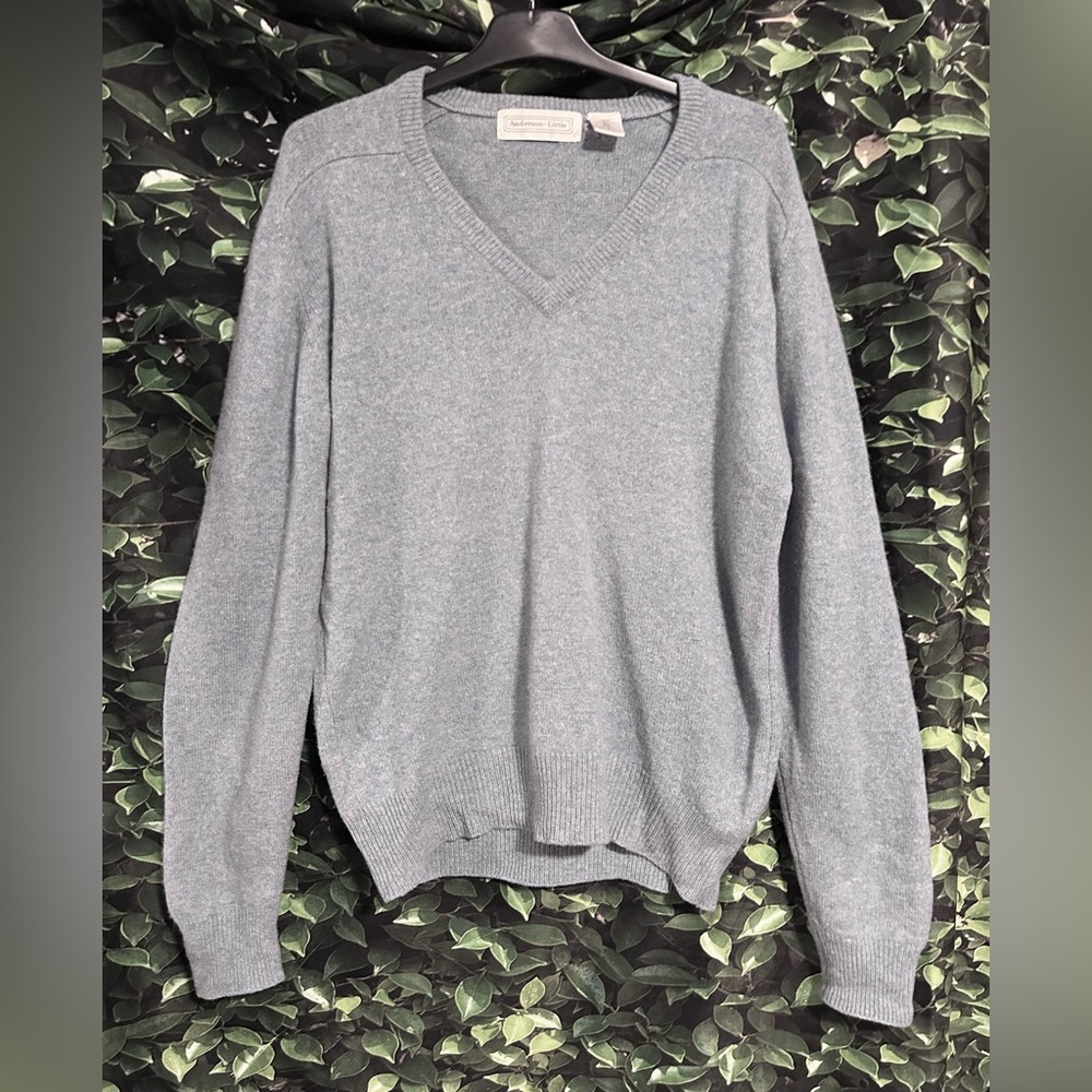 Vintage 80's Anderson Little Wool Sweater Pullover Light Blue Mens Medium